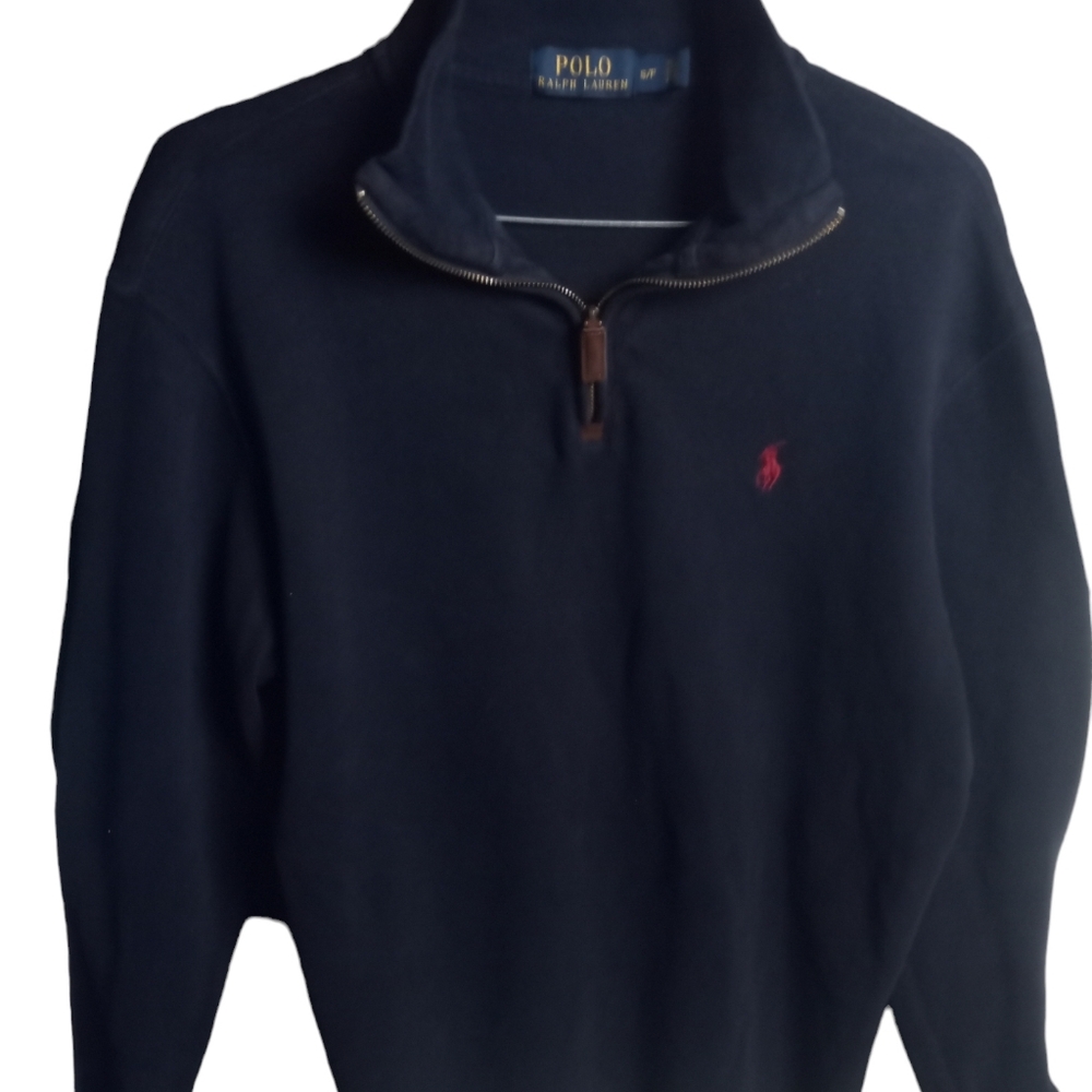 Deep blue Polo by Ralph Lauren 1/4 crew neck sweater men's
